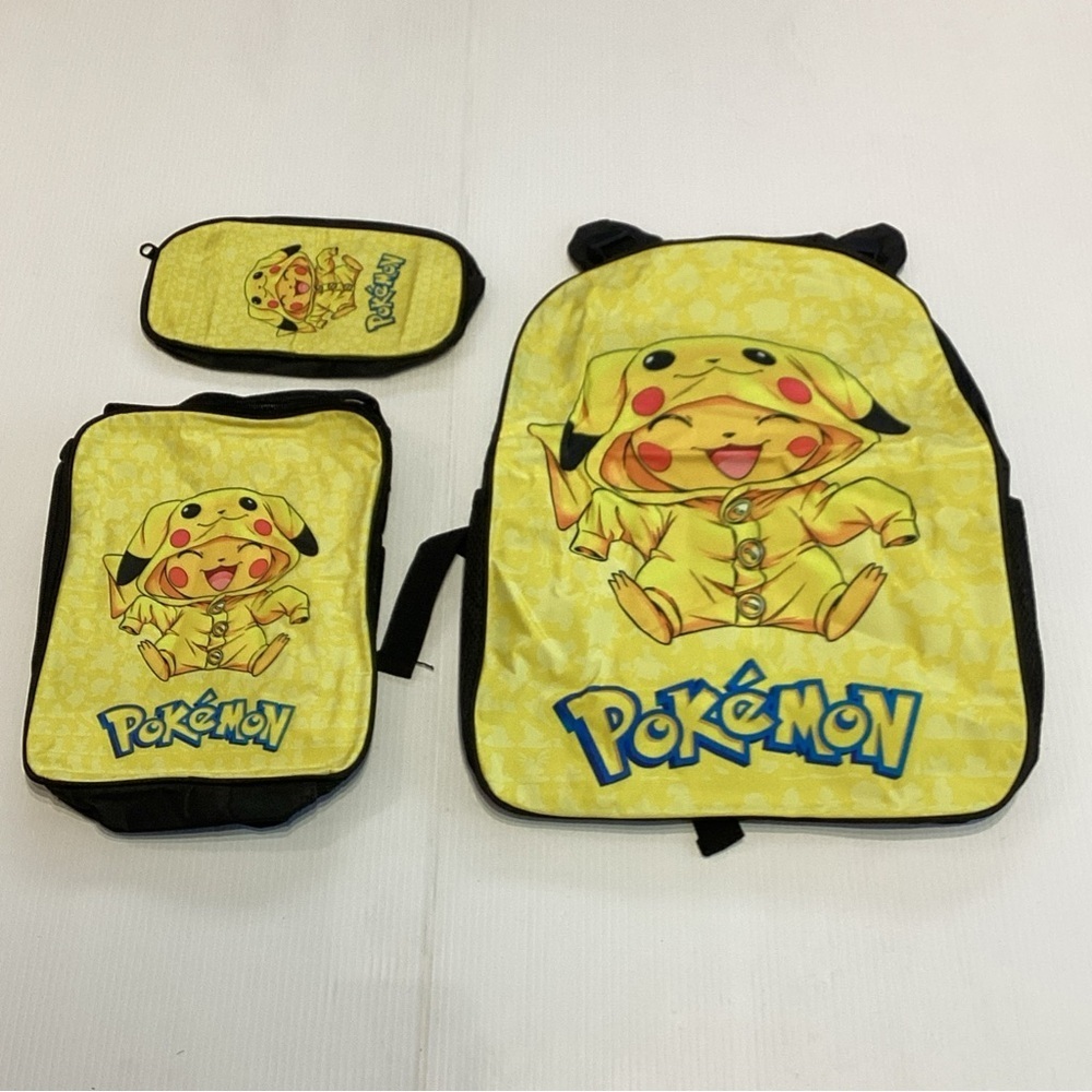 Pokemon Pikachu 17” Backpack, 3 piece Set Lunch Bag Pencil Bag Graphic Print